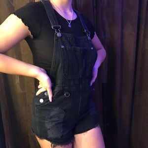 ASOS black denim overalls
